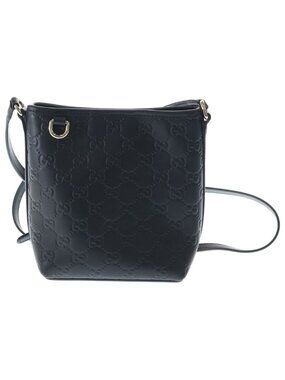 Gucci GG Emblem 2-Way Mini Shoulder Bag Black Leather Gold